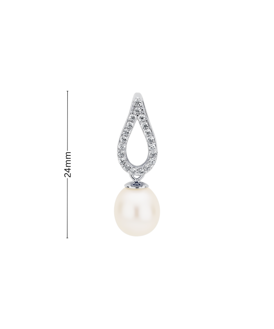 Sterling silver pendant with pearl and zirconium