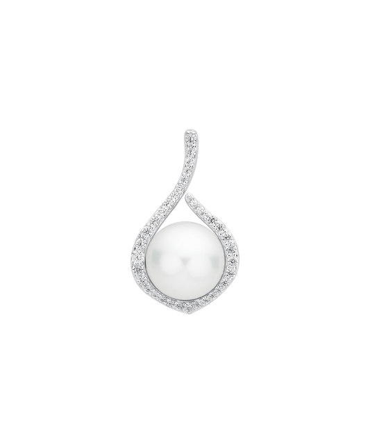 Sterling silver pendant with pearl and zirconium
