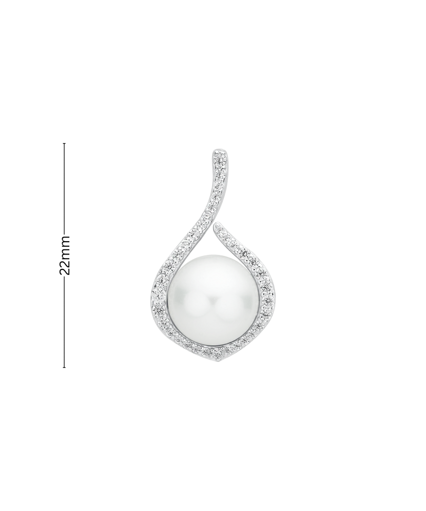 Sterling silver pendant with pearl and zirconium