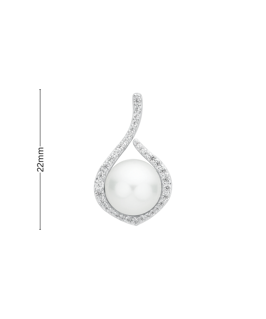 Sterling silver pendant with pearl and zirconium