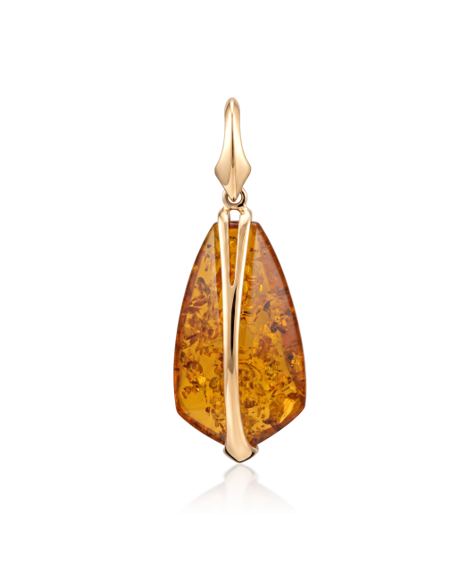 Gold pendant with amber