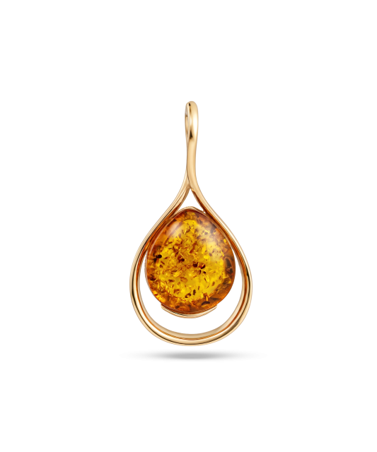 Gold pendant with amber
