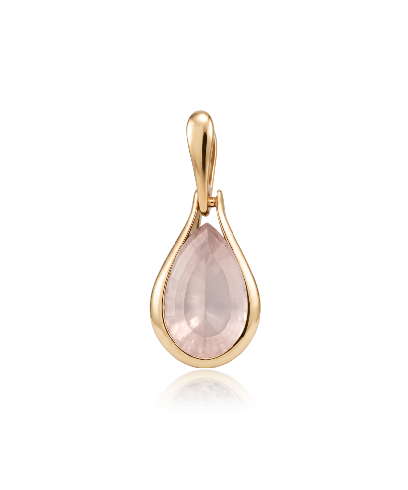Gold pendant with rose quartz