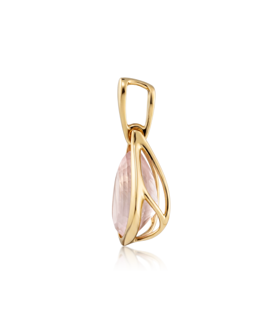 Gold pendant with rose quartz