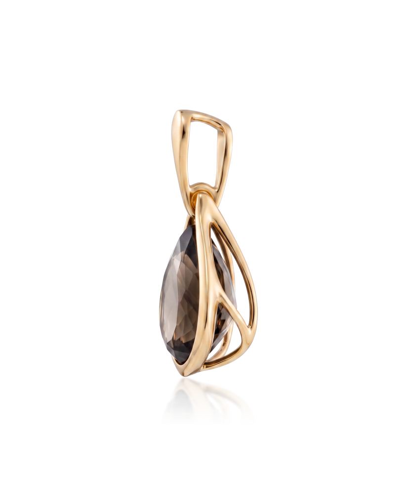 Gold pendant with smoky quartz