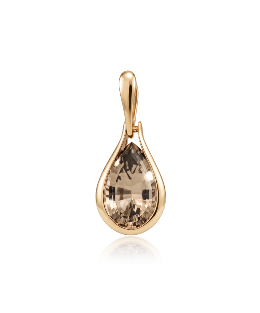 Gold pendant with smoky quartz