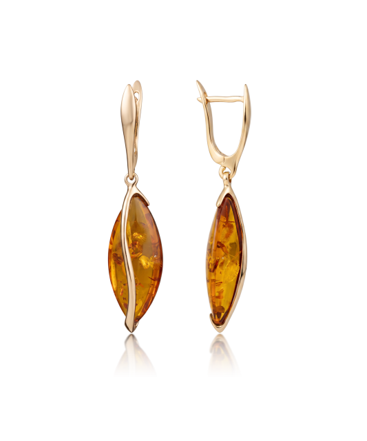 Gold earrings with amber
