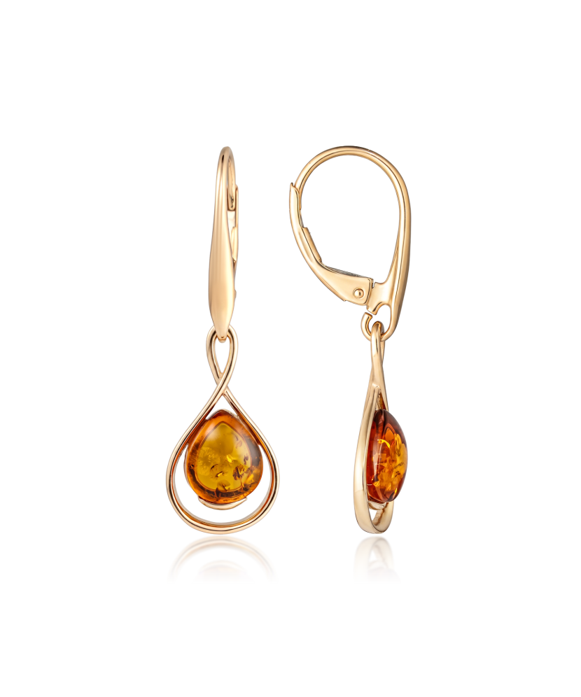 Gold earrings with amber