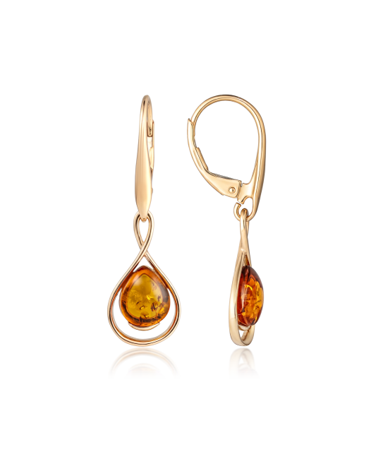 Gold earrings with amber