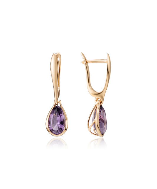 Gold earrings with amethysts