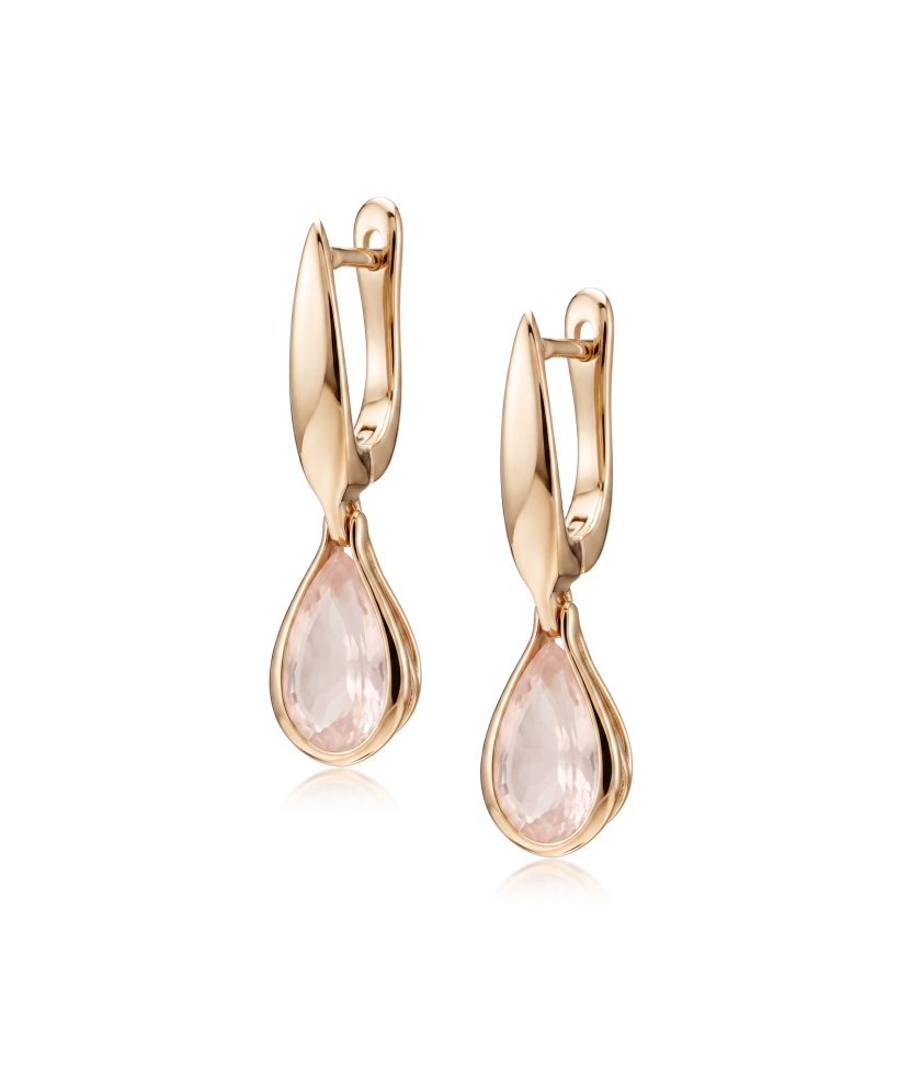 Gold earrings with rose quartz