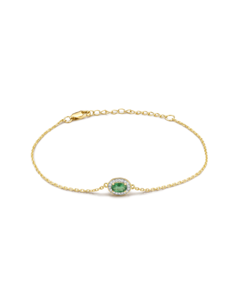 Yellow gold bracelet with emerald and diamonds