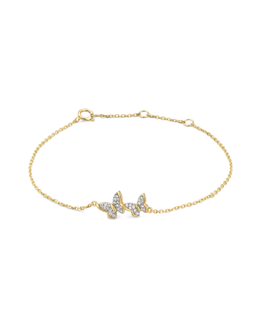 Yellow gold bracelet with diamonds “Butterflies”