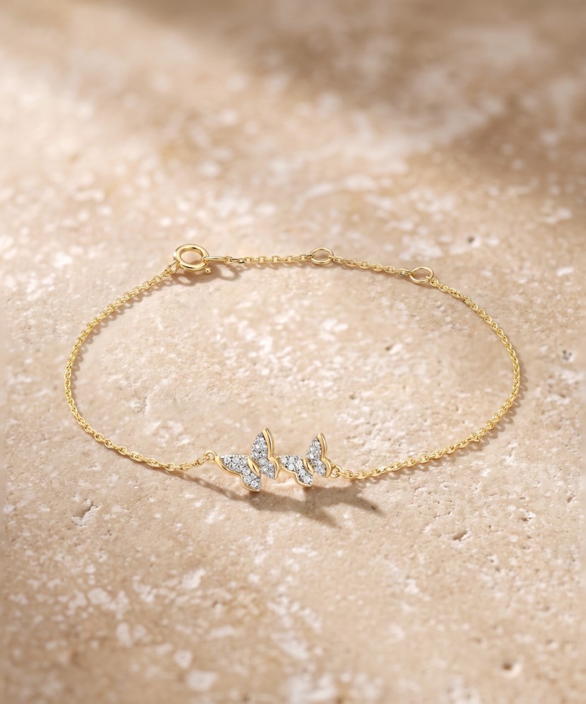 Yellow gold bracelet with diamonds “Butterflies”