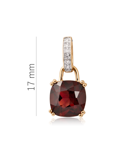 Gold pendant with garnet and diamonds