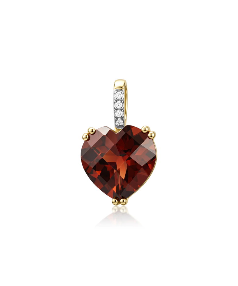 Yellow gold pendant with garnet and diamonds “Heart”