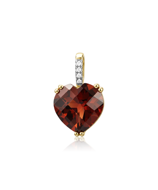 Yellow gold pendant with garnet and diamonds “Heart”