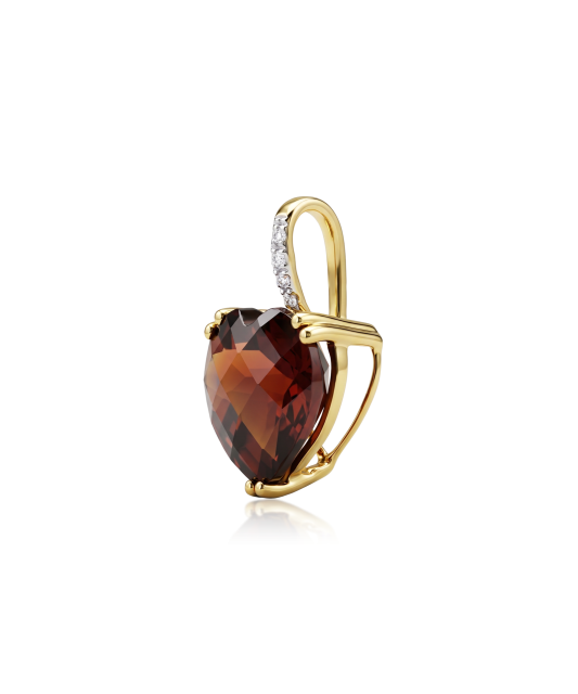 Yellow gold pendant with garnet and diamonds “Heart”