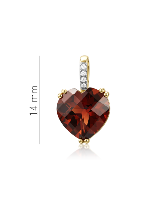 Yellow gold pendant with garnet and diamonds “Heart”