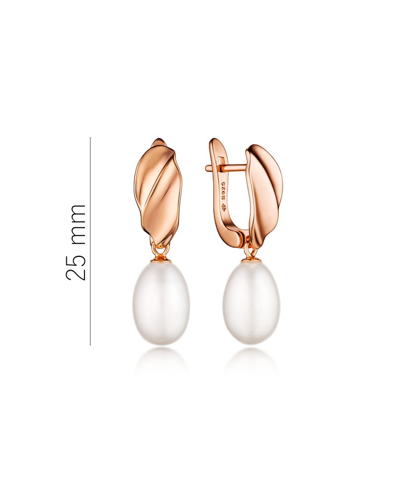 Gold-plated silver earrings with pearls