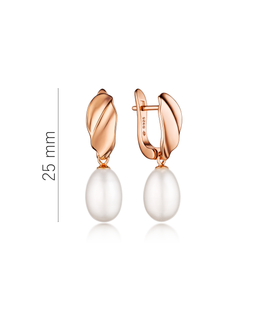 Gold-plated silver earrings with pearls