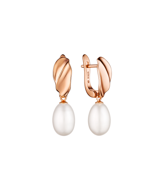 Gold-plated silver earrings with pearls
