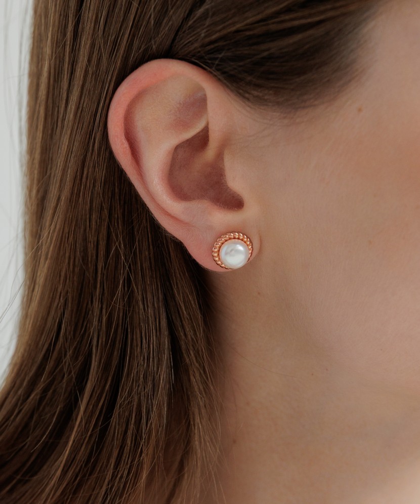 Gold-plated silver earrings with pearls