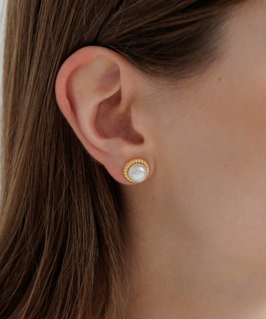 Gold-plated silver earrings with pearls