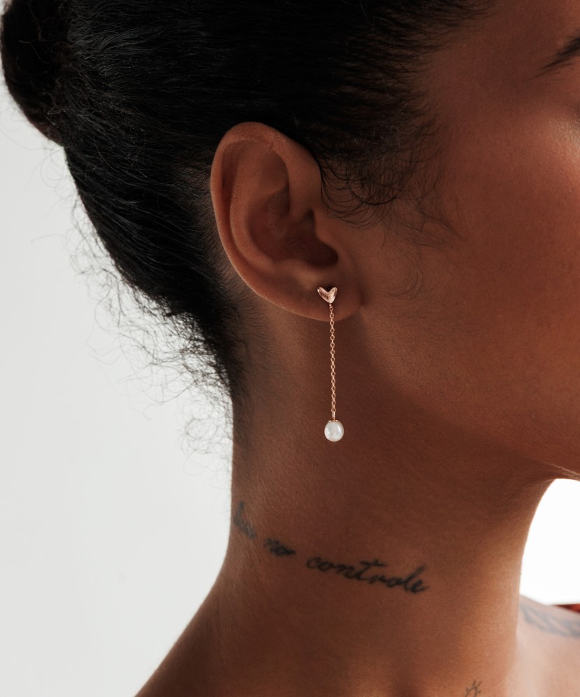 Gold-plated silver earrings with pearls