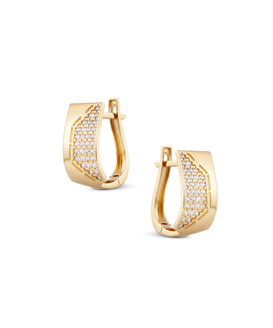 Gold earrings with zircons