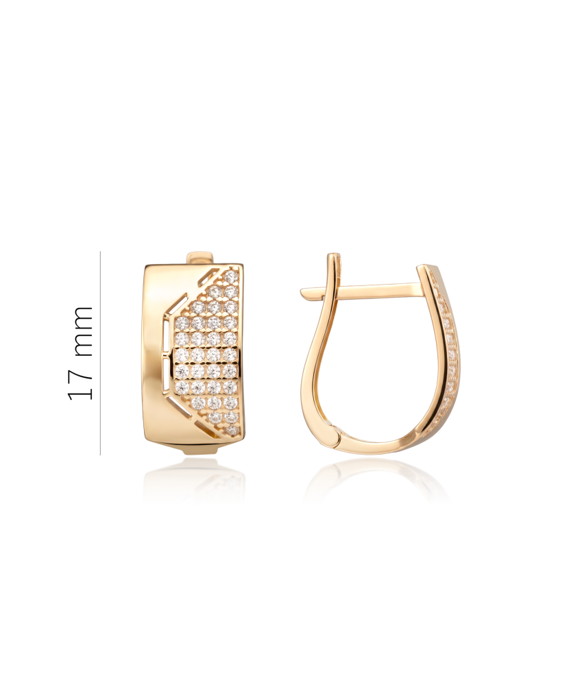 Gold earrings with zircons