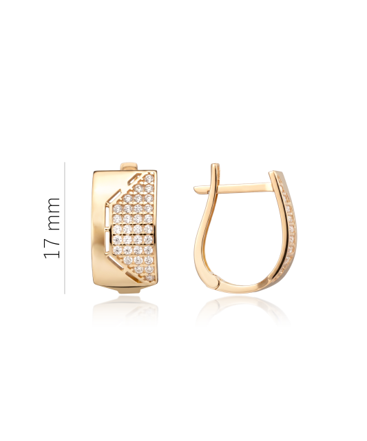 Gold earrings with zircons