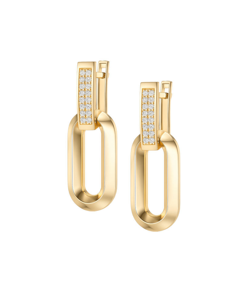 Yellow gold earrings with cubic zirconia