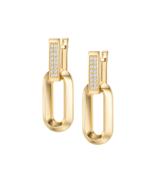 Yellow gold earrings with cubic zirconia