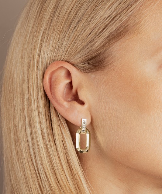 Yellow gold earrings with cubic zirconia