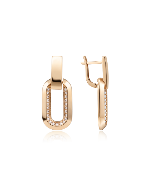 Gold earrings with zircons