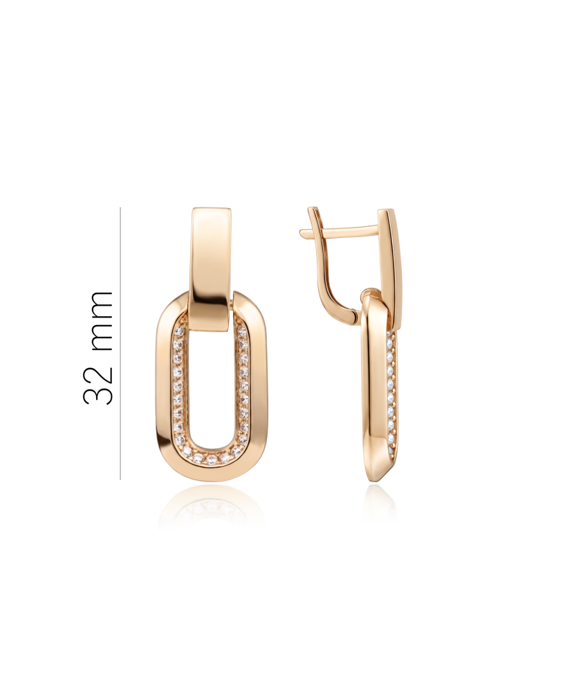 Gold earrings with zircons