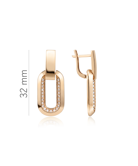 Gold earrings with zircons