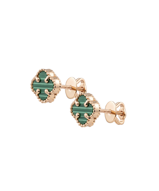 Gold earrings with malachite