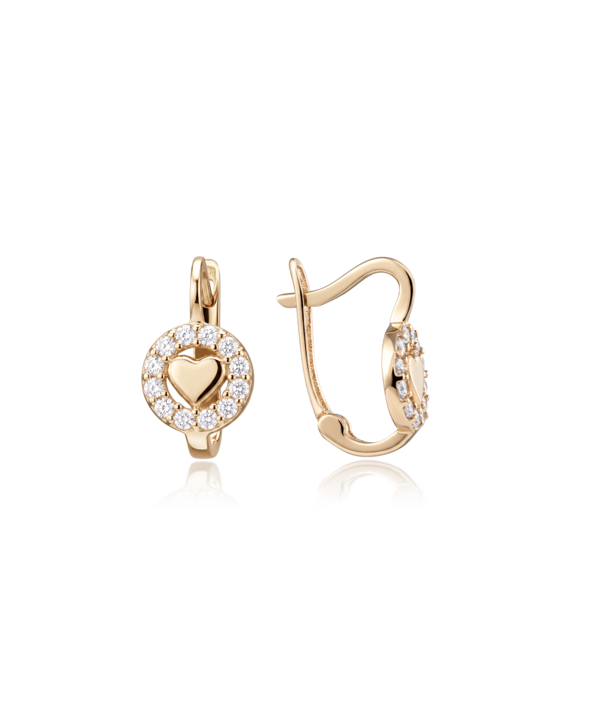 Gold earrings with zircons