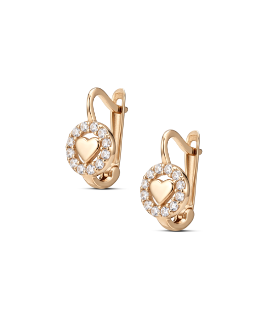 Gold earrings with zircons
