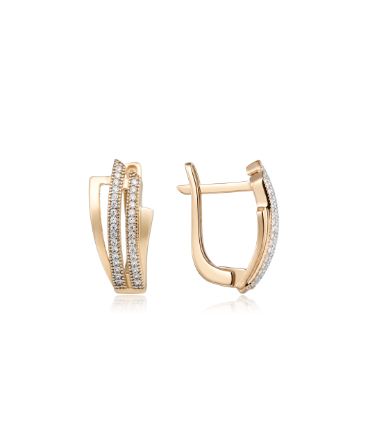 Gold earrings with zircons