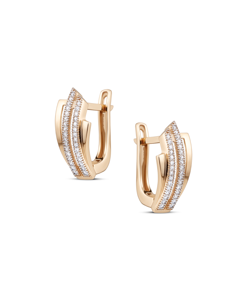 Gold earrings with zircons