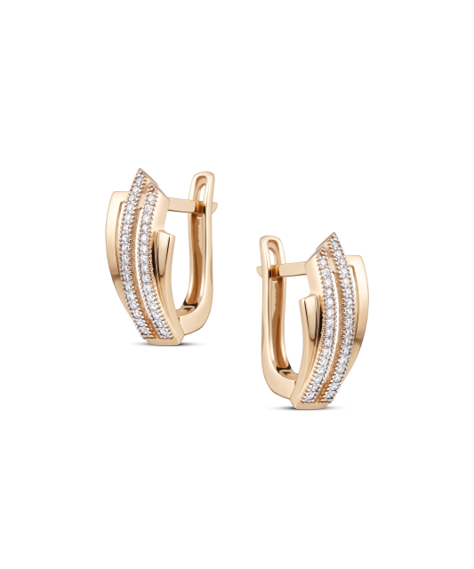 Gold earrings with zircons