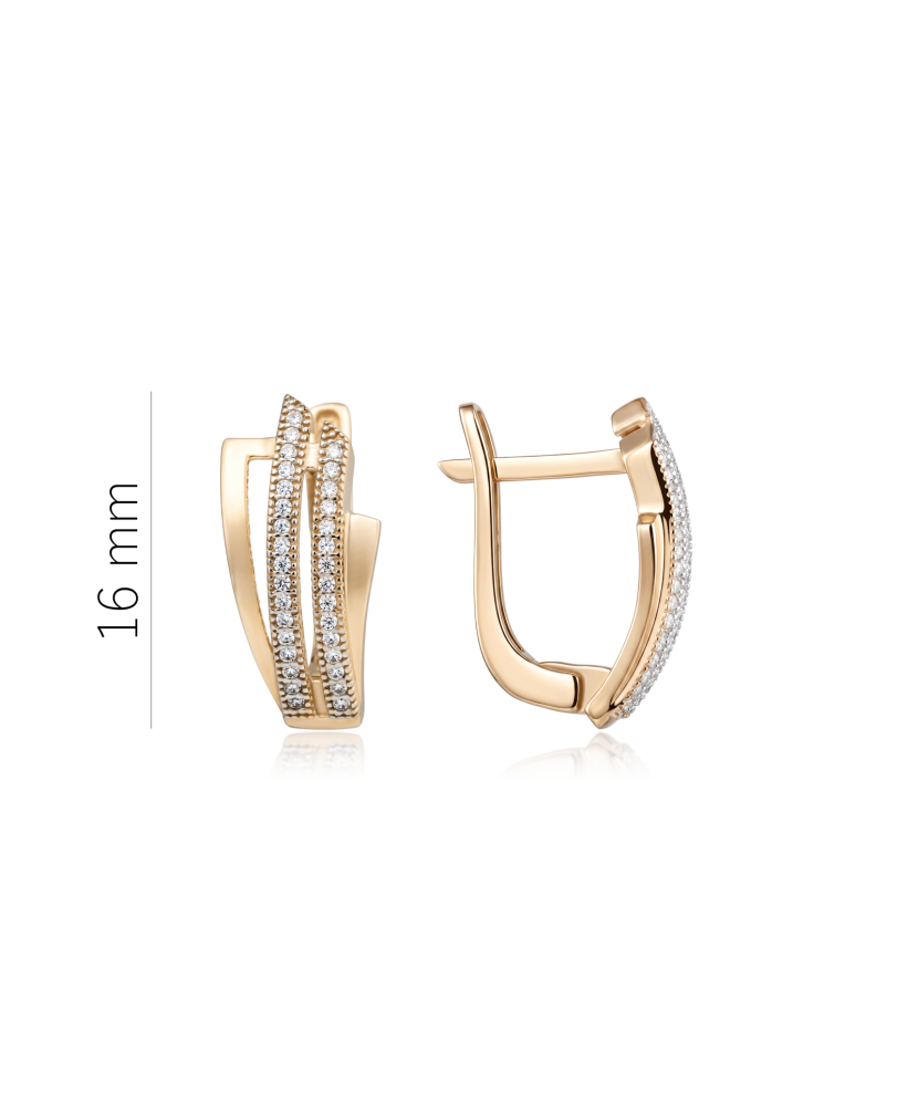 Gold earrings with zircons