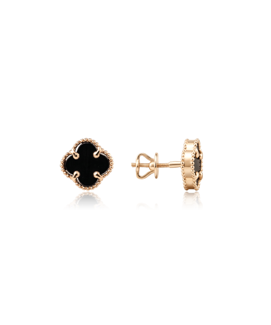 Gold earrings with onyx