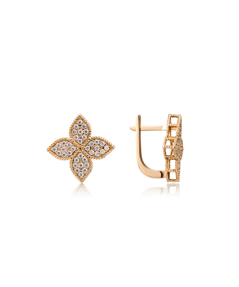 Gold earrings with zircons