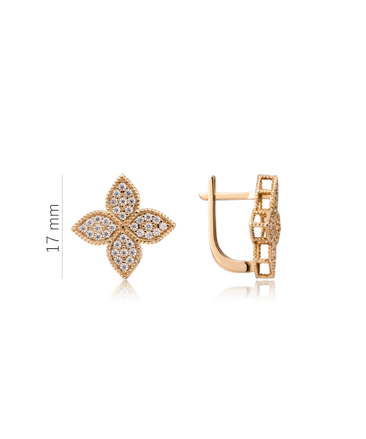 Gold earrings with zircons