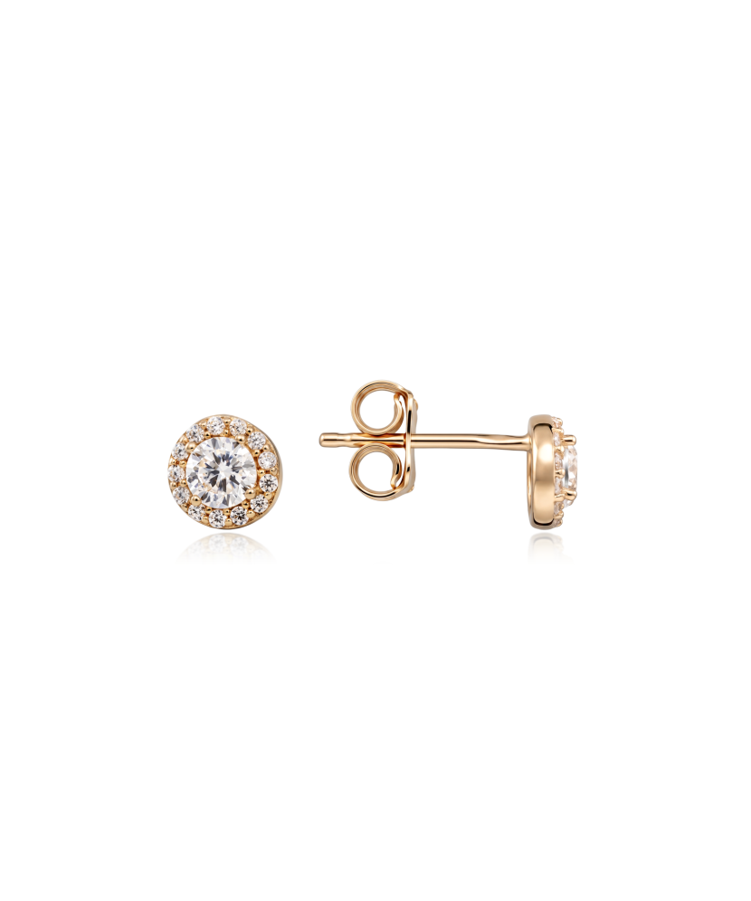 Gold earrings with zircons