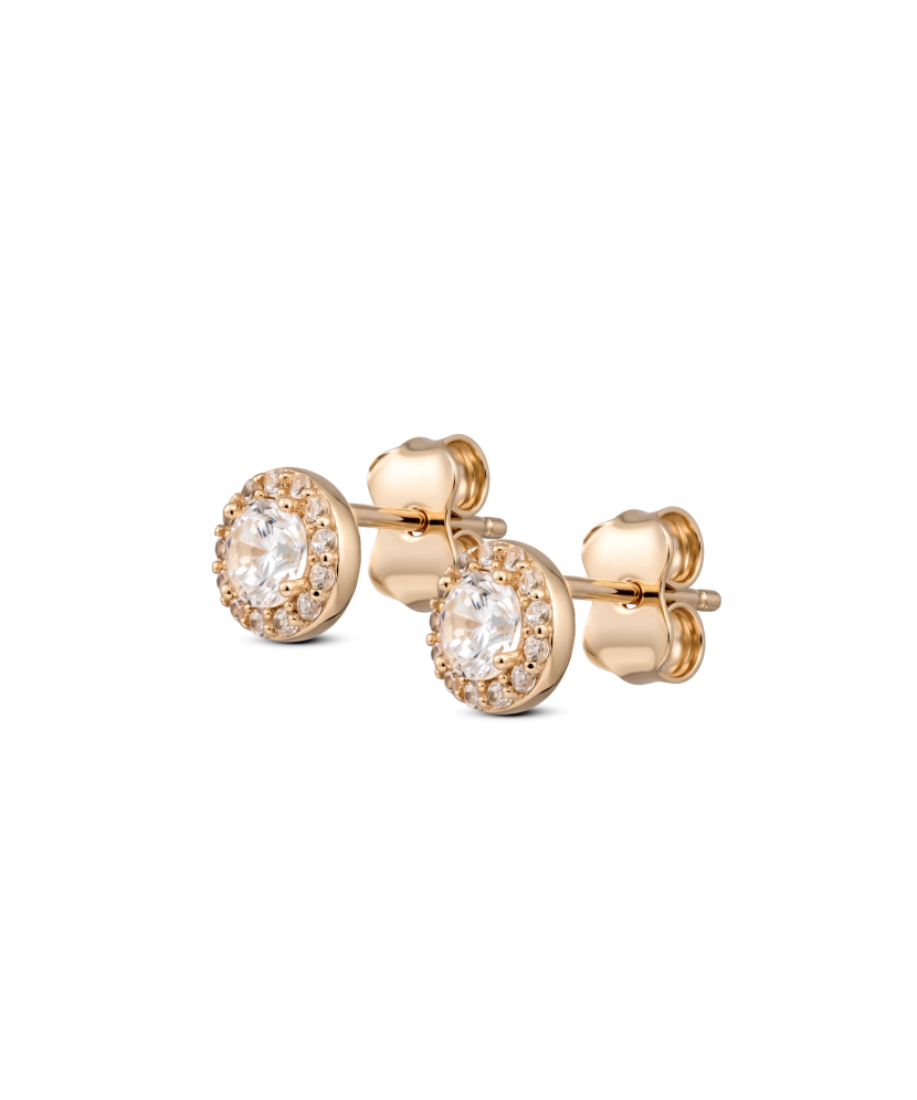 Gold earrings with zircons